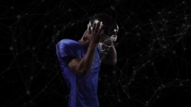 Afrika kökenli Amerikan futbolcusu üzerinden bağlantı ağının animasyonu. küresel bağlantılar, spor ve yarışma konsepti dijital olarak oluşturulmuş video.