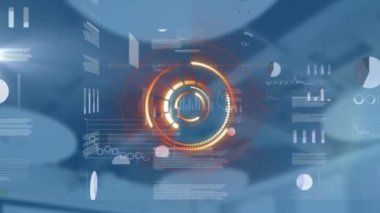 Veri işleme üzerinde taramaların animasyonu. küresel eğitim, veri işleme ve dijital arayüz kavramı dijital olarak oluşturulmuş video.
