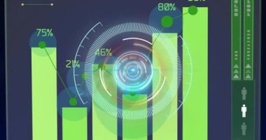 Bilimsel grafikteki ışık işleme çemberinin üzerindeki animasyon. küresel bilim, bağlantılar ve dijital arayüz konsepti dijital olarak oluşturulmuş video.