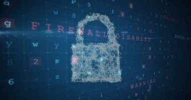 Çevrimiçi güvenlik kilidi üzerinden harfleri ve numaraları değiştirmenin animasyonu. küresel internet güvenliği, veri işleme, bağlantılar ve dijital arayüz konsepti dijital olarak oluşturulmuş video.