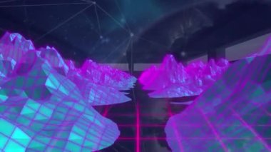 Bağlantı ağı üzerinden 3D buzulların animasyonu. küresel bağlantılar, veri işleme ve dijital arayüz konsepti dijital olarak oluşturulmuş video.