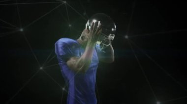 Afrika kökenli Amerikan futbolcusu üzerinden bağlantı ağının animasyonu. küresel bağlantılar, spor ve yarışma konsepti dijital olarak oluşturulmuş video.