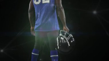 Afrika kökenli Amerikan futbolcusu üzerinden bağlantı ağının animasyonu. küresel bağlantılar, spor ve yarışma konsepti dijital olarak oluşturulmuş video.