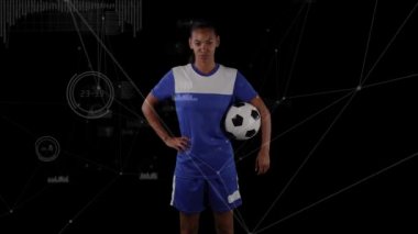 Afro-Amerikan futbolcu üzerinden bağlantı ağının animasyonu. küresel bağlantılar, spor ve yarışma konsepti dijital olarak oluşturulmuş video.