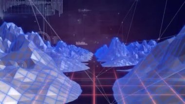 Buzdağları üzerindeki bağlantı ağının animasyonu. küresel ağlar, bağlantılar, veri işleme ve dijital arayüz kavramı dijital olarak oluşturulmuş video.