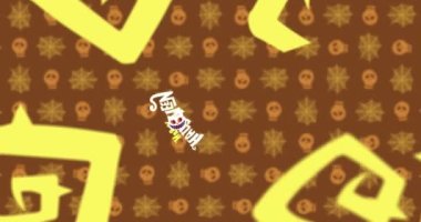 Kırmızı hareketli arkaplan üzerine Mutlu Cadılar Bayramı metni animasyonu. Cadılar bayramı, sonbahar, kutlama ve geleneksel konsept dijital olarak oluşturulmuş video.