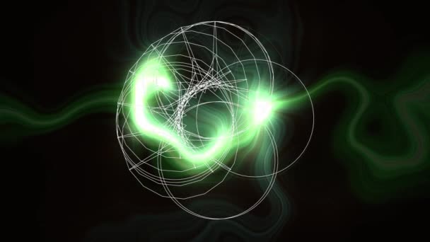 Animación Formas Geométricas Sobre Luces Verdes Sobre Fondo Negro Concepto — Vídeo de stock