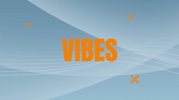 Animation Von Vibes Orangefarbenem Text Mit Pfeilen Und Linien Auf — Stockvideo