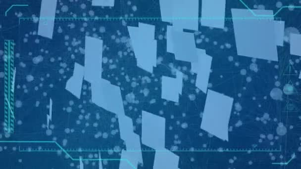 Анимация Прямоугольников Соединяющихся Цифровое Облако Синем Фоне Глобальные Сети Соединения — стоковое видео