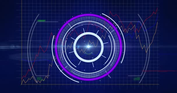 Animation Compass Light Scientific Graph Global Science Connections Digital Interface — Stock Video