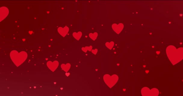 红色背景上的红心图标动画 情人节 爱情与爱情的概念数码制作的视频 — 图库视频影像