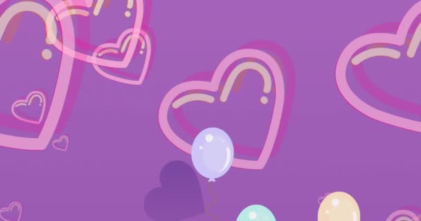 Animation Ballons Bleus Cœurs Sur Fond Bleu Valentin Romance Concept — Video