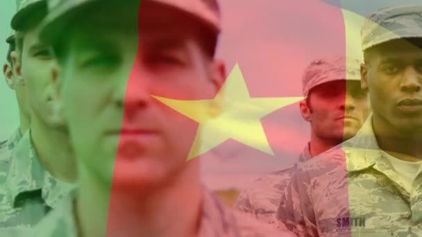 군인들 깃발을 애니메이션 글로벌 애국심 그리고 디지털로 비디오 — 비디오