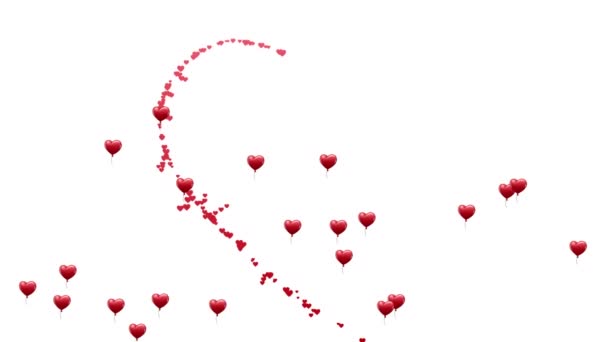 红心的动画在白色背景上飘扬 情人节 爱情与爱情的概念数码制作的视频 — 图库视频影像