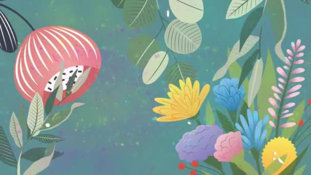 Film Makarasında Çizgi Film Çiçeklerinin Animasyonu Dijital Arayüz Teknoloji Iletişim — Stok video