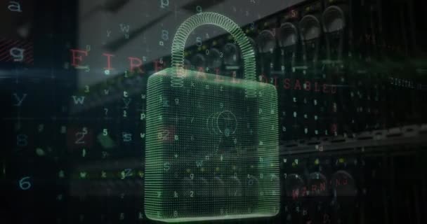 Animatie Van Veranderende Nummers Letters Online Veiligheidshangslot Wereldwijde Internetbeveiliging Gegevensverwerking — Stockvideo