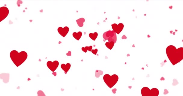 Animasi Ikon Hati Merah Mengambang Pada Latar Belakang Putih Hari — Stok Video