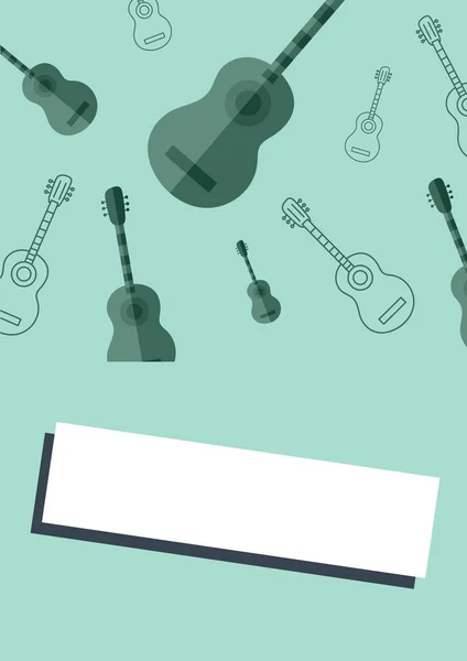 Composition of multiple guitars icons on green background. abstract background and template concept digitally generated image.