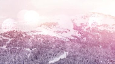 Kış manzarasına düşen karın animasyonu. Noel, kış, gelenek ve kutlama konsepti dijital olarak oluşturulmuş video.