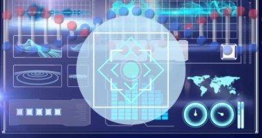DNA zinciri, bilimsel grafik ve veri üzerinde hareket eden ışıkların animasyonu. küresel bilim, kimya, bağlantılar ve dijital arayüz konsepti dijital olarak oluşturulmuş video.