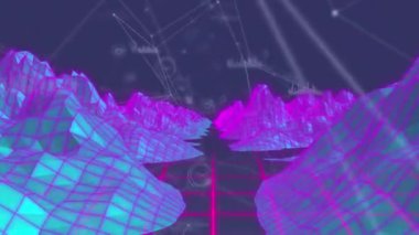 Buzdağları üzerindeki bağlantı ağının animasyonu. küresel ağlar, bağlantılar, veri işleme ve dijital arayüz kavramı dijital olarak oluşturulmuş video.