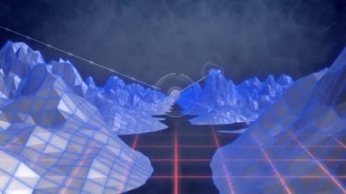 Buzdağları üzerindeki bağlantı ağının animasyonu. küresel ağlar, bağlantılar, veri işleme ve dijital arayüz kavramı dijital olarak oluşturulmuş video.