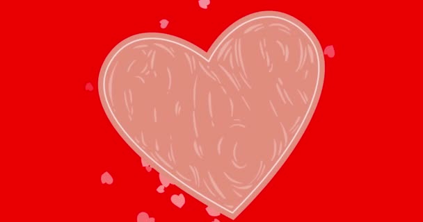 红心的动画在红色背景上飘扬 情人节 爱情与爱情的概念数码制作的视频 — 图库视频影像