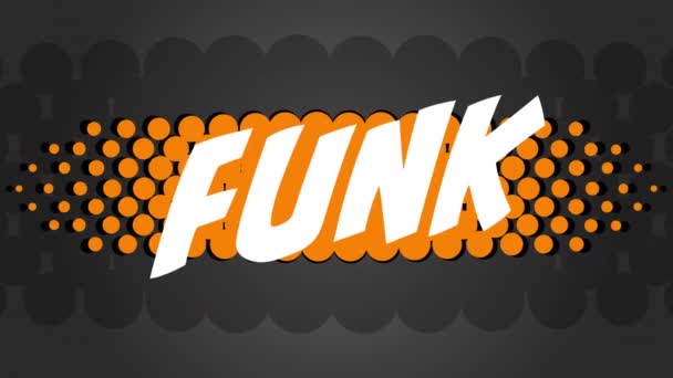 Анимация фанка в белом тексте над баннером оранжевых точек на черном фоне. Цифровой интерфейс и концепция обмена сообщениями в социальных сетях.