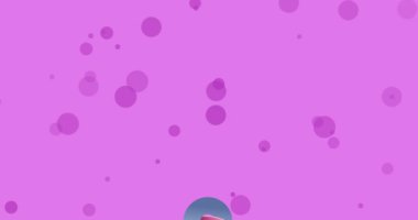 Mor arka planda çapalı pembe kurdele animasyonu. Göğüs kanseri pozitif farkındalık kampanyası konsepti dijital olarak üretildi.