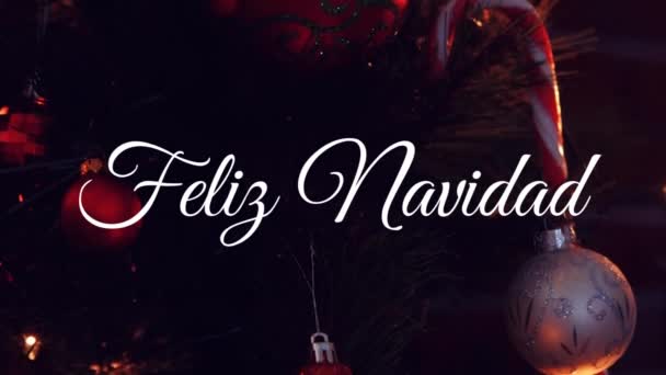Animación Saludos Navideños Españoles Sobre Decoraciones Navideñas Navidad Invierno Tradición — Vídeos de Stock
