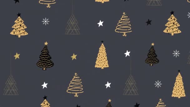 Animación Santa Claus Trineo Con Renos Sobre Estrellas Textura Árbol — Vídeos de Stock