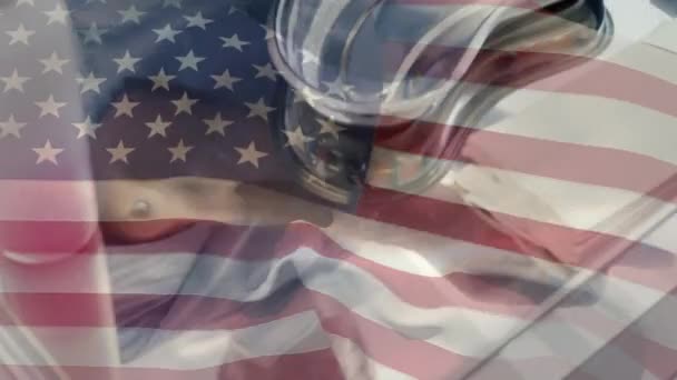 Animation Drapeau Des Etats Unis Agitant Sur Chirurgien Dans Bloc — Video