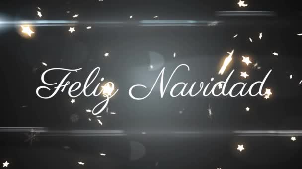 Animación Felix Navidad Saludos Navideños Sobre Estrellas Brillantes Navidad Invierno — Vídeo de stock