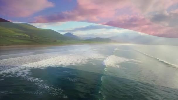 Dalgalanan Hollanda Bayrağının Dijital Bileşimi Deniz Dalgalarının Hava Görüntüsüne Karşı — Stok video
