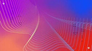 Renkli çizgilerin animasyonu ve renkli arkaplanda siyah noktalar. soyut arkaplan kavramı dijital olarak oluşturulmuş video.