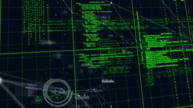 Veri işleme üzerinden bağlantı ağının animasyonu. küresel iş, finans, dijital arayüz ve bağlantılar konsepti dijital olarak oluşturulmuş video.