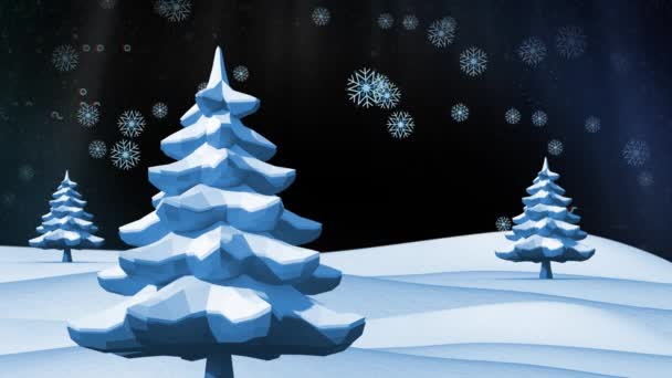 Animace Sněhu Padajícího Digitální Zimní Krajině Vánoční Zimní Tradiční Slavnostní — Stock video
