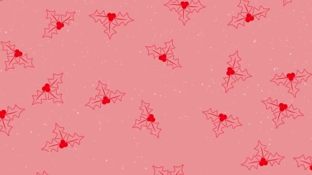 Animation Christmas Holy Pattern Falling Stars Pink Background Christmas Winter — Stock Video