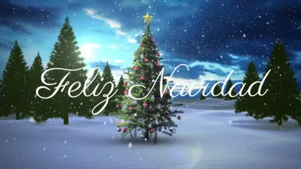 Анимация Поздравления Феликса Навидада Рождеством Елкой Рождество Зима Традиции Празднование — стоковое видео