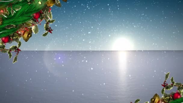 Animación Nieve Cayendo Sobre Paisaje Invernal Navidad Tradición Concepto Celebración — Vídeo de stock