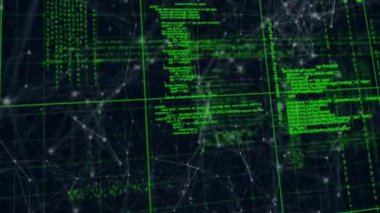 Veri işleme üzerinden bağlantı ağının animasyonu. küresel iş, finans, dijital arayüz ve bağlantılar konsepti dijital olarak oluşturulmuş video.