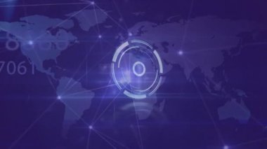 Mor arkaplandaki bağlantı ağı üzerinden güvenli kilidin animasyonu. küresel bilim ve güvenlik, dijital arayüz konsepti dijital olarak oluşturulmuş video.