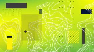 Yavaşça hareket eden dikdörtgenlerin ve yeşil arka planda izohipslerin animasyonu. renk, hareket ve sinematografi kavramı dijital olarak oluşturulmuş video.