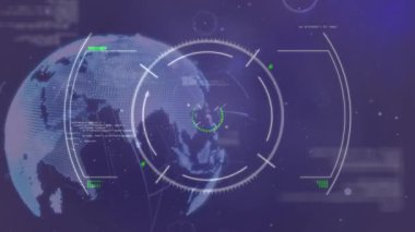 Mavi arkaplanda dünya üzerindeki bağlantı ağı ve dijital arayüz animasyonu. küresel bilim ve dijital arayüz kavramı dijital olarak oluşturulmuş video.