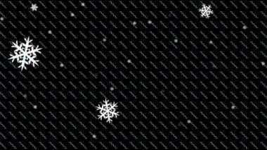 Siyah arkaplanda zikzak deseni üzerine düşen kar animasyonu. Noel, gelenek ve kutlama konsepti dijital olarak oluşturuldu.
