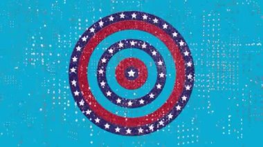 Mavi zemin üzerinde dönen daireler üzerinde nokta desenli dizayn. Amerikan bağımsızlığı ve kutlama konsepti