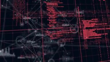 Veri işleme üzerinden bağlantı ağının animasyonu. küresel iş, finans, dijital arayüz ve bağlantılar konsepti dijital olarak oluşturulmuş video.