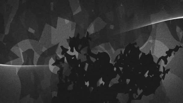 Анимация Движущихся Белых Линий Черных Фигур Сером Фоне Абстрактная Фоновая — стоковое видео