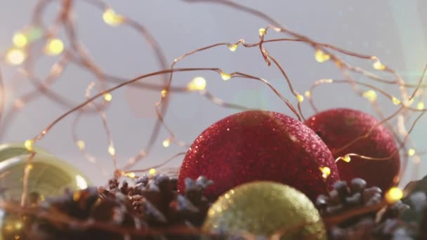 Animazione Luce Che Muove Oltre Decorazioni Natalizie Natale Tradizione Concetto — Video Stock