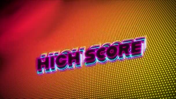 Animation High Score Text Orange Yellow Background Video Game Entertainment — Stock Video